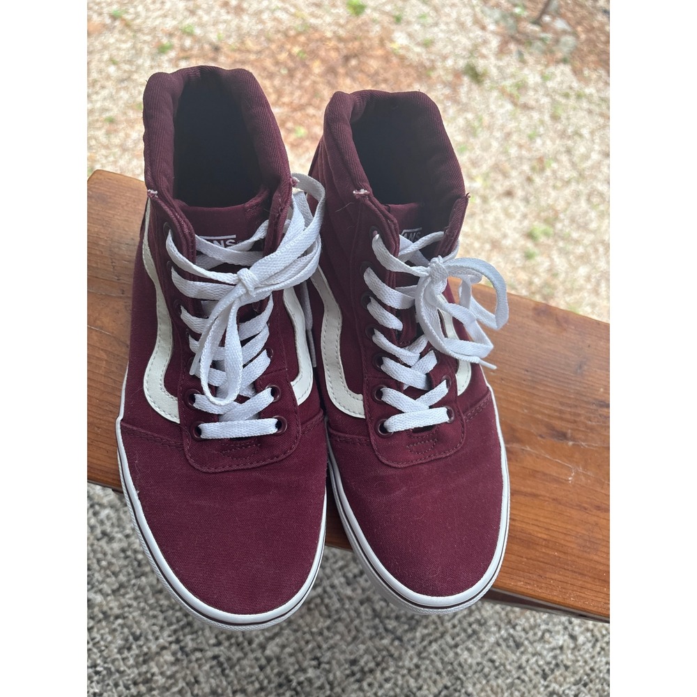 Vans Ward Hi Burgundy Maroon Canvas High Top Sneakers Womens 8.5 Skate Shoes
